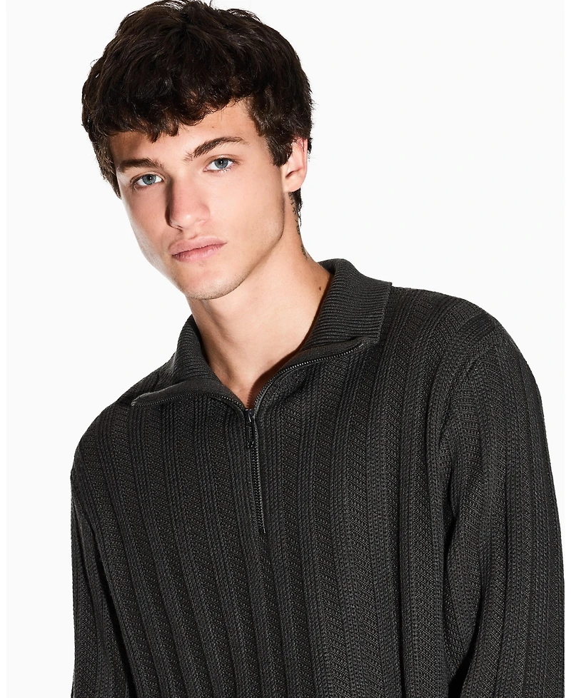 A|X Armani Exchange Men's Ribbed Quarter Zip Sweater