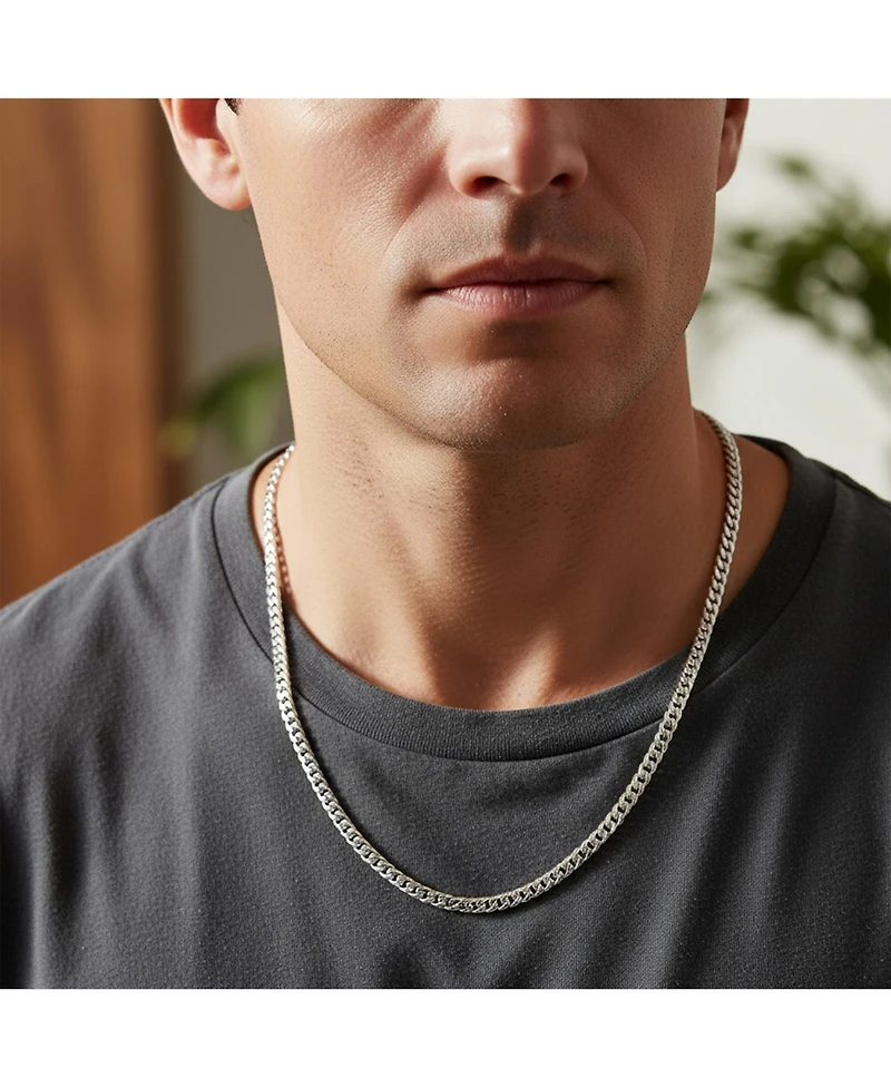 Bling Jewelry Solid Sterling Silver 150 Gauge 5MM Heavy Curb Miami Cuban Chain Necklace