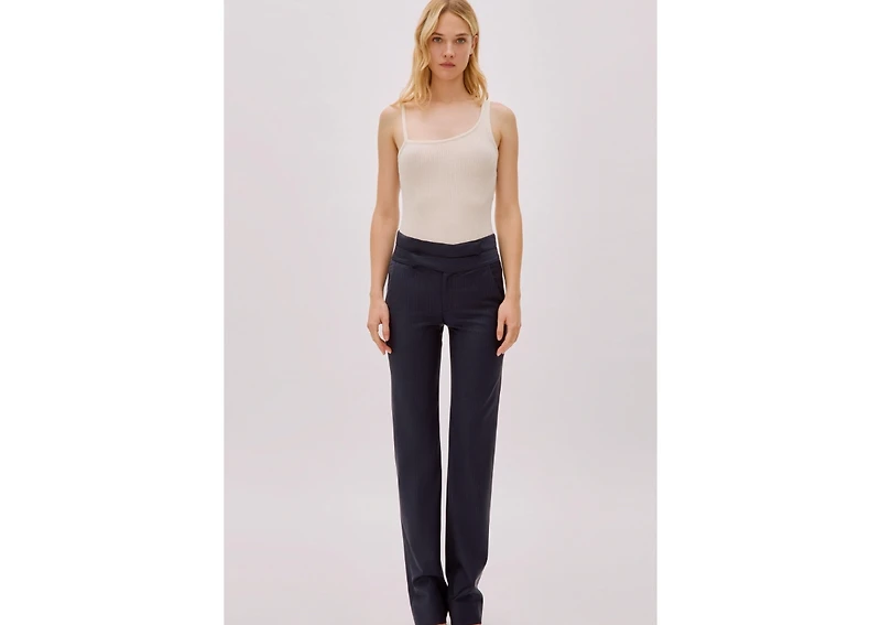 Labeca London Women's Midnight Wool Pinstripe Pants