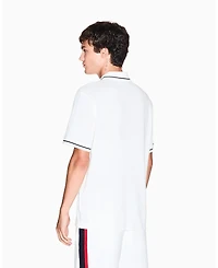 A|X Armani Exchange Men's Short Sleeve Color Block Pique Zip with Collar Tipping Polo Shirt