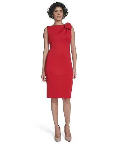 Calvin Klein Women's Bow-Trim Shoulder Sheath Dress