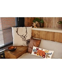 Autumn Pumpkins & Flowers 100% Cotton Chain Stitched Long Accent Pillow 12" x 24"