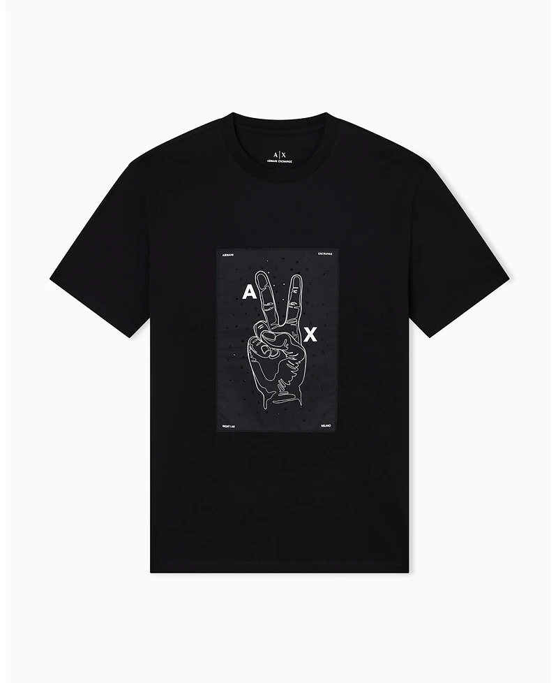 A|X Armani Exchange Men's Night Lab Peace Sign Embellished T-Shirt