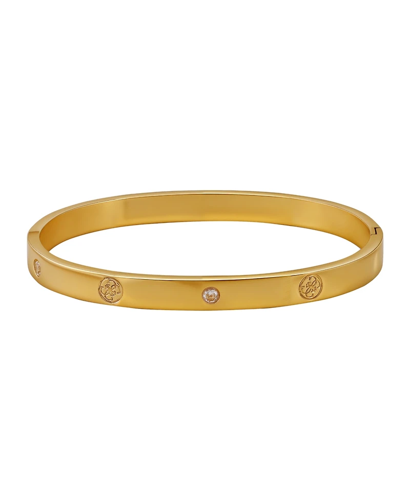 Guess Cubic Zirconia Gold and Silver-Tone Side Hinge Bangle Bracelet