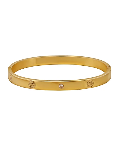 Guess Cubic Zirconia Gold and Silver-Tone Side Hinge Bangle Bracelet