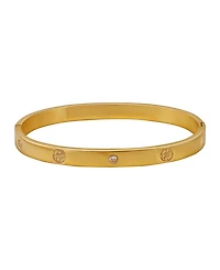 Guess Cubic Zirconia Gold and Silver-Tone Side Hinge Bangle Bracelet