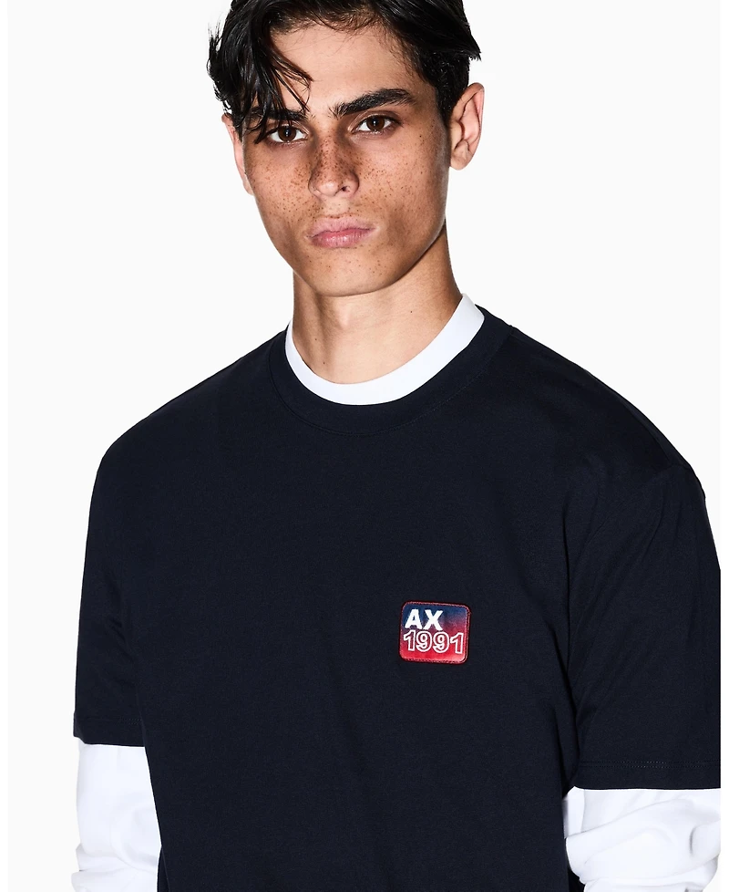 A|X Armani Exchange Men's Top Chest "A X 1991" Badge Graphic T-Shirt
