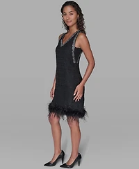 Karl Lagerfeld Paris Women's V-Neck Embellished Shift Dress