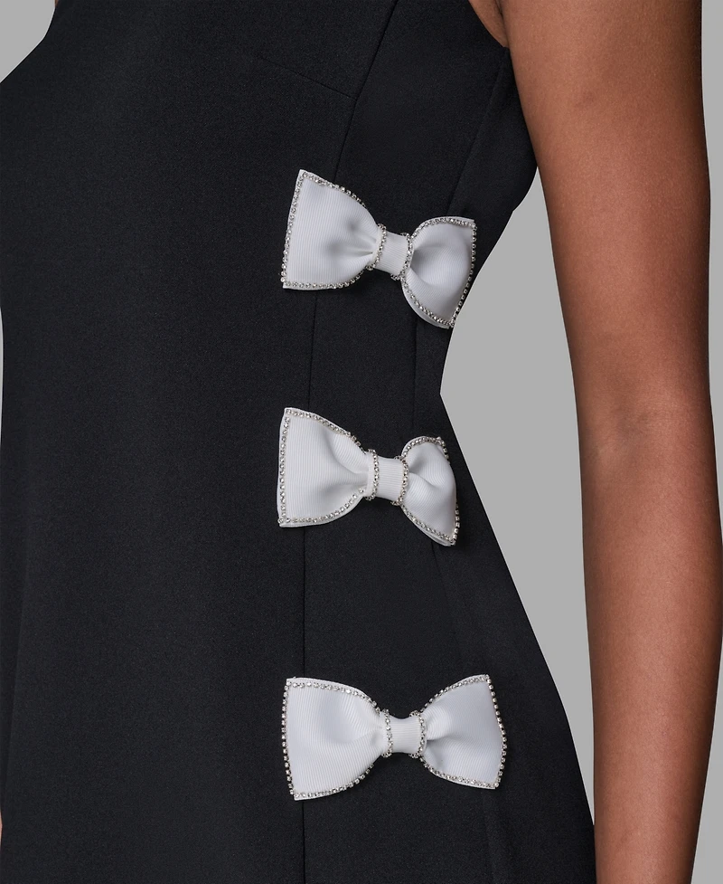 Karl Lagerfeld Paris Women's Bow Detail Crew Neck Sheath Dress