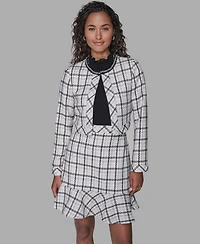 Karl Lagerfeld Paris Metallic Glen Plaid Tweed Jacket