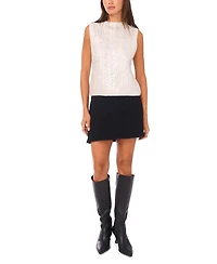 Vince Camuto Women's Mock Neck Mixed Cable Pull-On Top