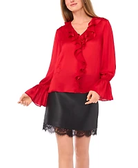 Vince Camuto Women's Ruffled V-Neck Bell-Sleeve Blouse