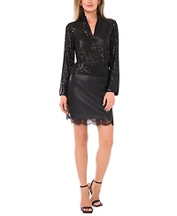 Vince Camuto Women's Sequined Split-Neck Tunic Blouse