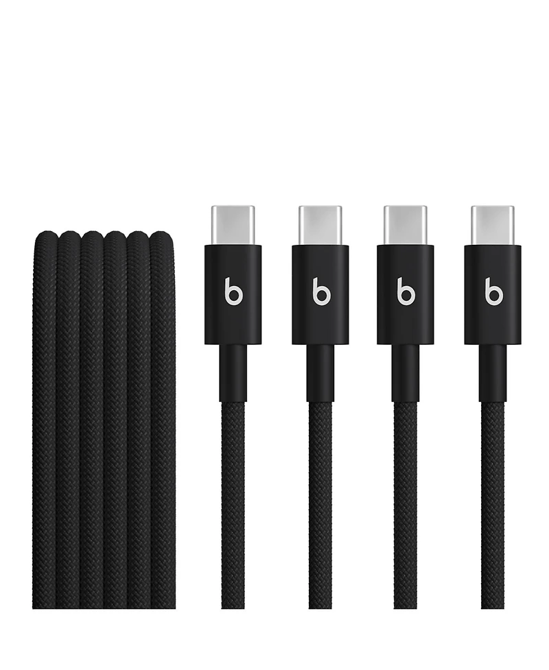 Beats Usb-c to Usb-c Woven Cable 2 Pack Fast Charging Durable/Tangle-Free Compatible Charger for Apple & Android Devices (1.5 m, 5 ft) - Bolt Black