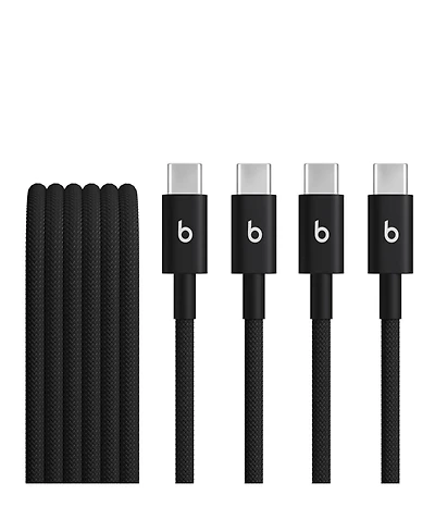 Beats Usb-c to Usb-c Woven Cable 2 Pack Fast Charging Durable/Tangle-Free Compatible Charger for Apple & Android Devices (1.5 m, 5 ft) - Bolt Black