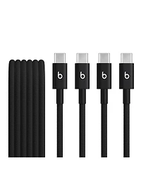 Beats Usb-c to Usb-c Woven Cable 2 Pack Fast Charging Durable/Tangle-Free Compatible Charger for Apple & Android Devices (1.5 m, 5 ft) - Bolt Black