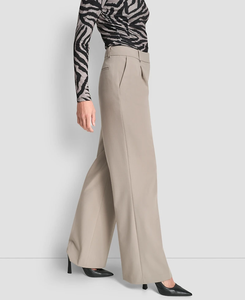 Dkny Women's Pintuck Wide Leg Mid Rise Trousers