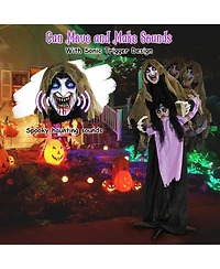 Lighted and Animated Halloween Decoration 63” Outdoor Animatronic Halloween Vampire w/ Led Vocally Triggered Sound & Motion Effect