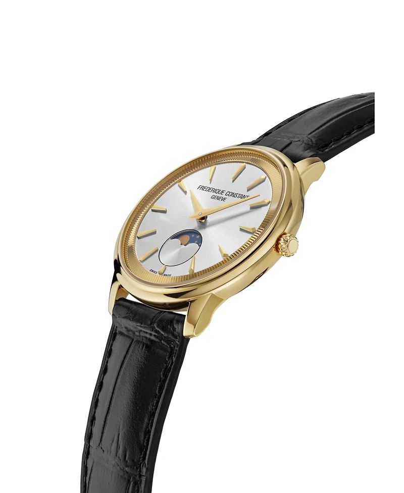 Frederique Constant Men's Moneta Moonphase Brown Strap Watch, 37mm
