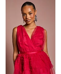 Coast Women's Sleeveless Mesh Tiered Maxi Dress