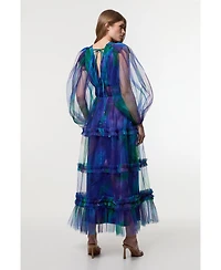 Karen Millen Women's Dark Floral Plunge Maxi Dress