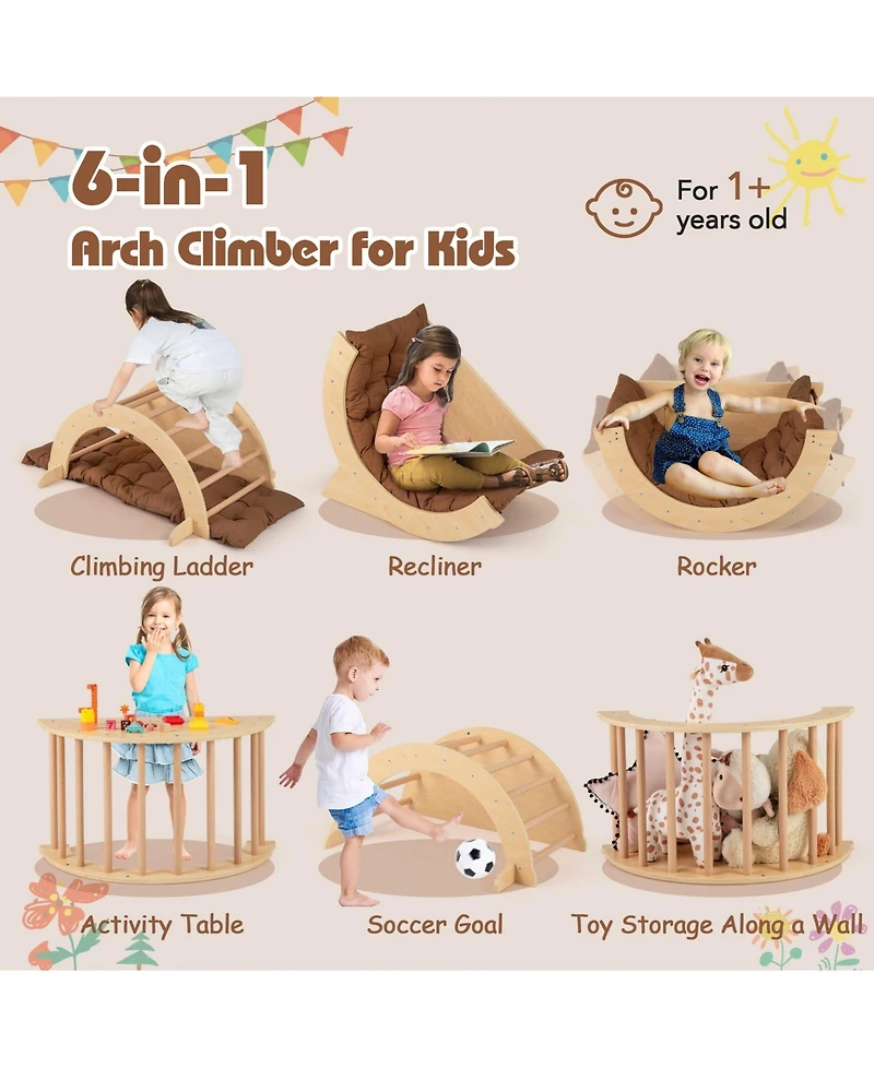 Sugift Kids Climbing Arch with Cushion Montessori Arch Climber/Rocker for Toddlers