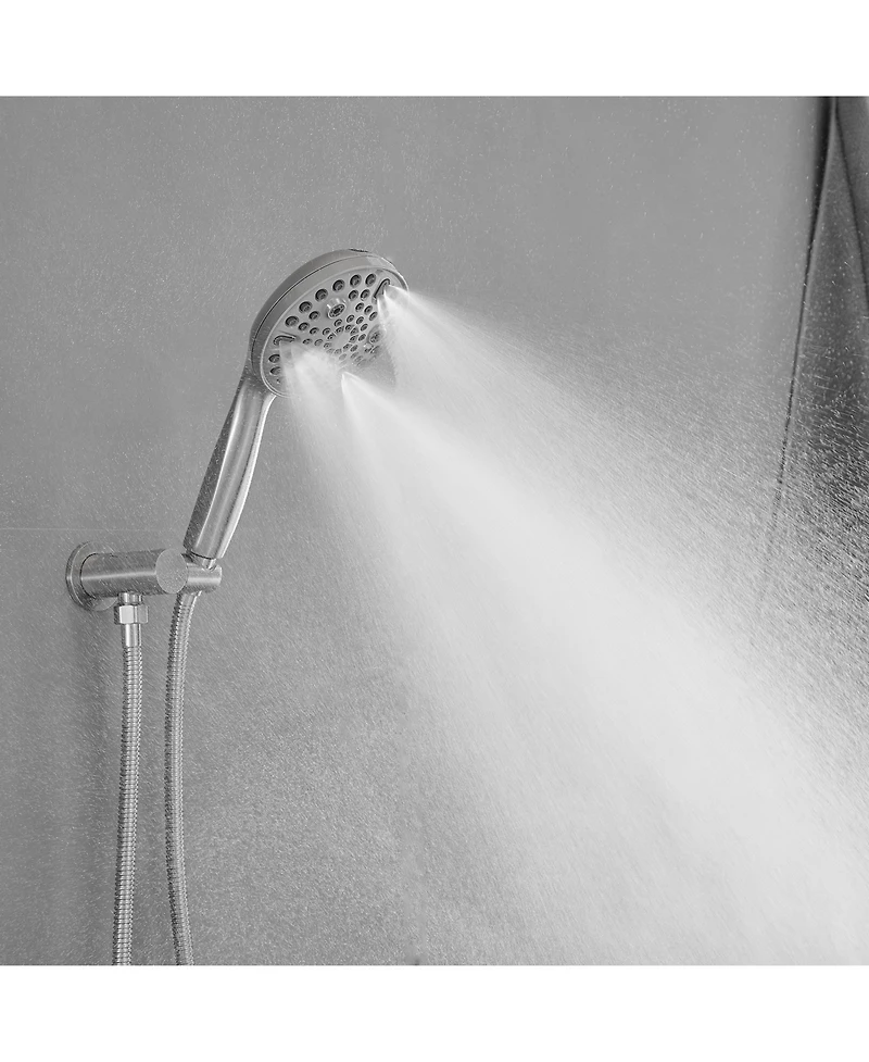 Single-Handle 1-Spray Round Rain Shower Faucet Set with Head & Hand Brushed Nickel (Valve Included)