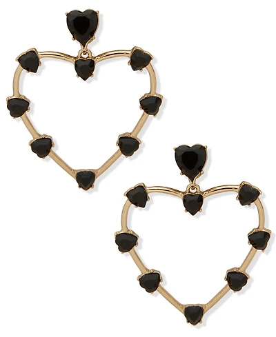 Karl Lagerfeld Paris Black Stone Heart Drop Earrings