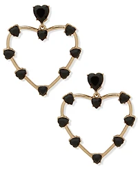 Karl Lagerfeld Paris Black Stone Heart Drop Earrings