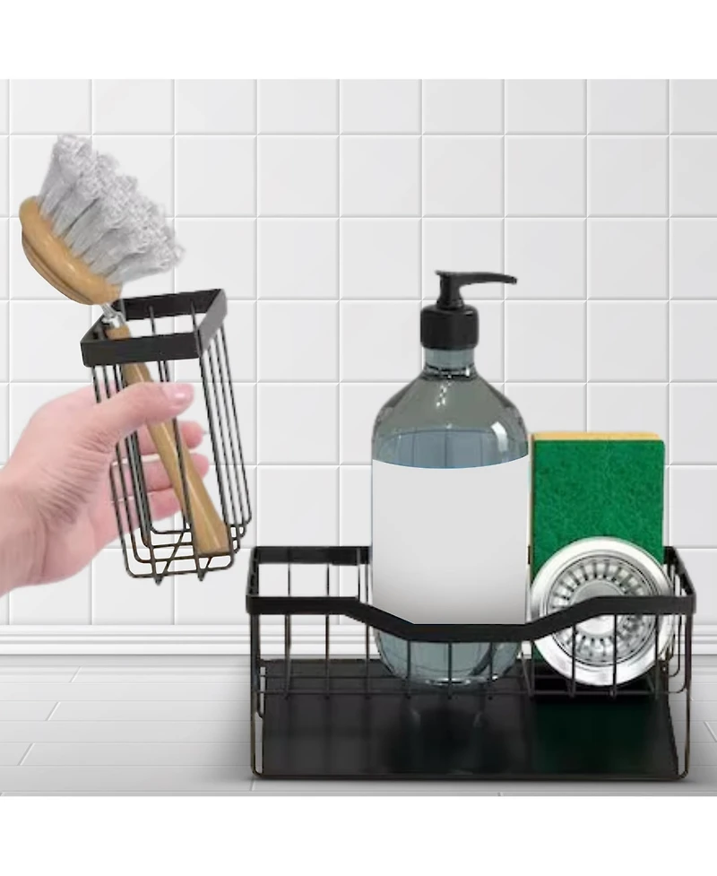 Cheer Collection Stainless Steel Sink Caddy – Sponge and Brush Holder with Self-Draining Tray