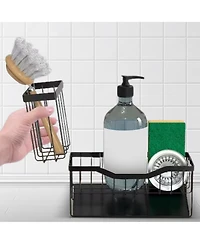Cheer Collection Stainless Steel Sink Caddy – Sponge and Brush Holder with Self-Draining Tray