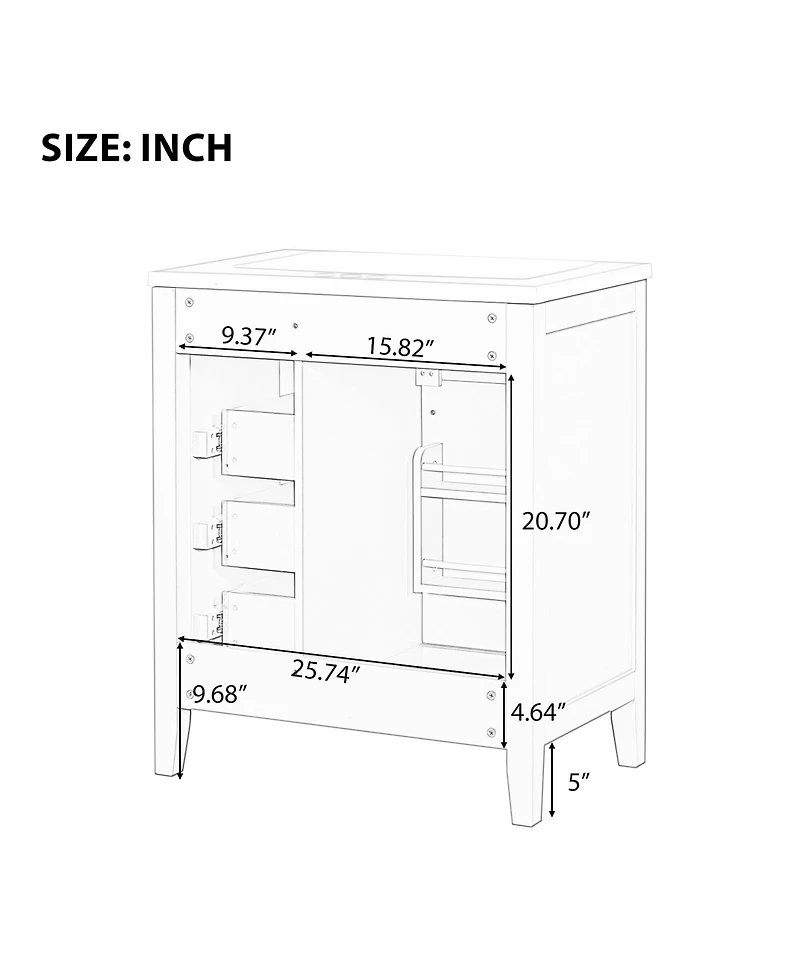 Casainc 30" Bathroom Vanity, Cabinet Base Only, Bathroom Cabinet with Drawers, Solid Frame and Mdf Board