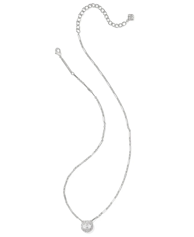 Kendra Scott Cubic Zirconia Silver-Tone Rhodium Plated Over Brass Short Pendant Necklace