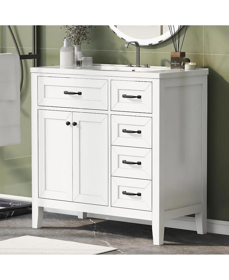 Casainc 36" Bathroom Vanity with Sink Combo, Cabinet Drawers, Solid Frame and Mdf Board