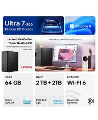Lenovo IdeaCentre Business Tower Desktop Intel Core Ultra 7 265 16GB Ram Intel Graphics 1TB Ssd Storage Windows 11 Home - Grey