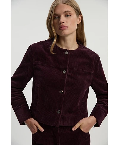Karen Millen Women's Cord Collarless Tailored Jacket
