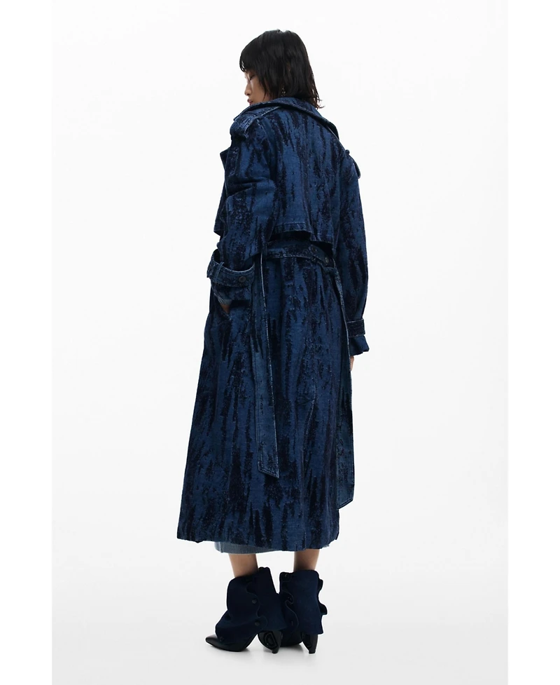 Desigual Women's Degraded denim trench coat