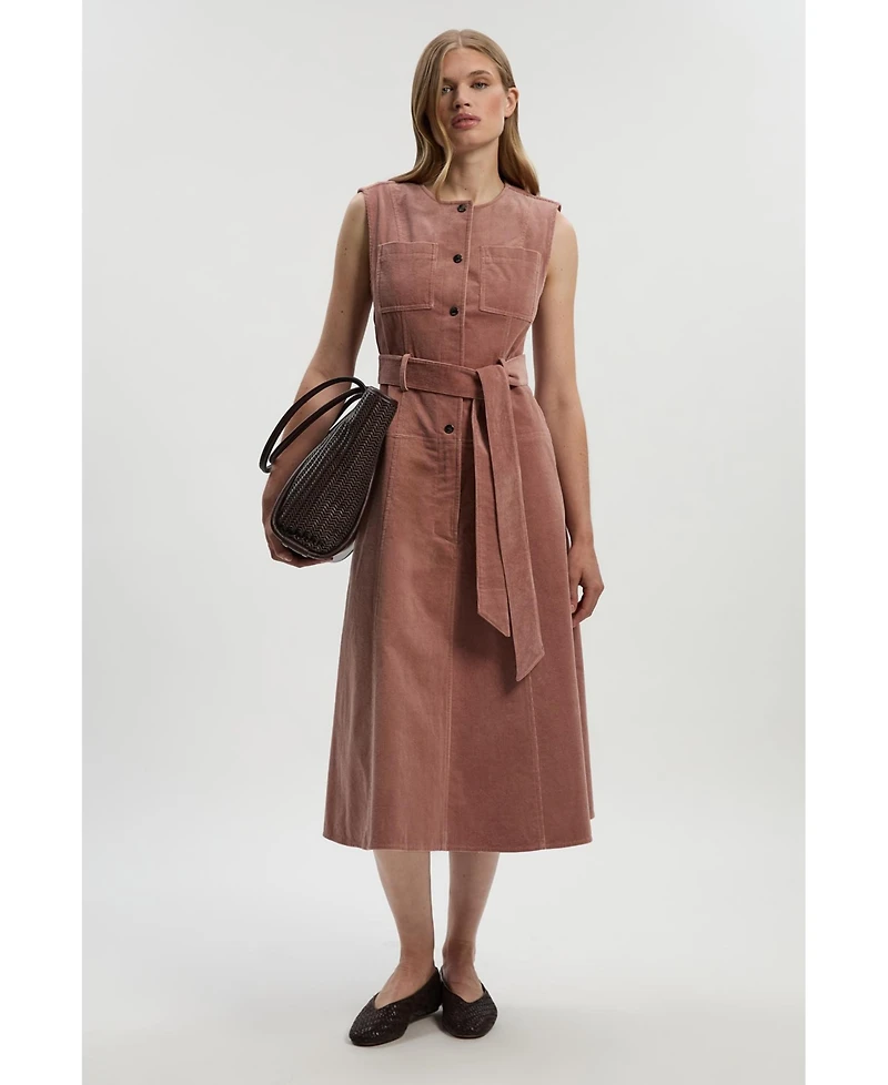 Karen Millen Women's Stretch Cord Belted Midi Dress
