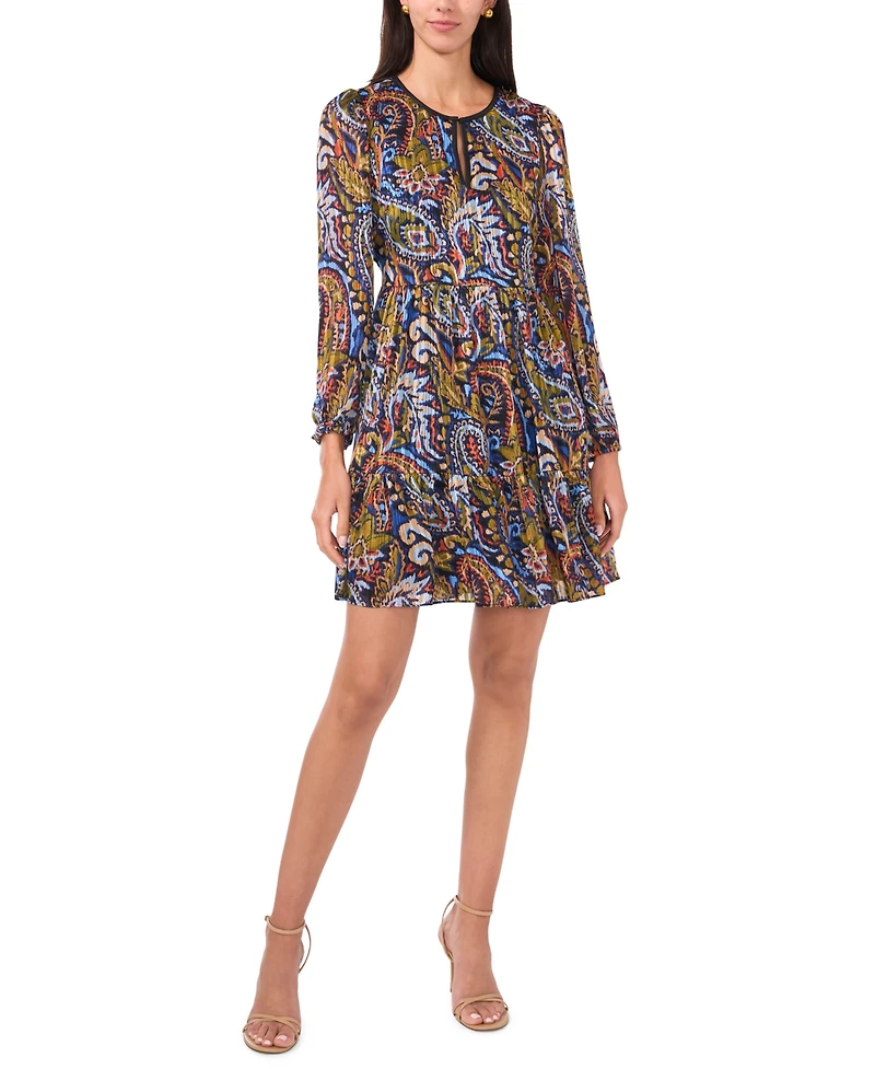 Msk Women's Long Sleeve Babydoll Dress