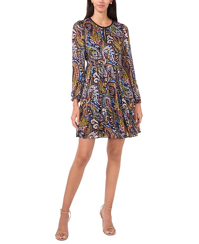 Msk Women's Long Sleeve Babydoll Dress