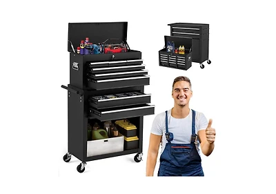 Aecojoy Rolling Tool Chest with Wheels and 8 Drawers, Detachable Metal Tool Box with Drawers