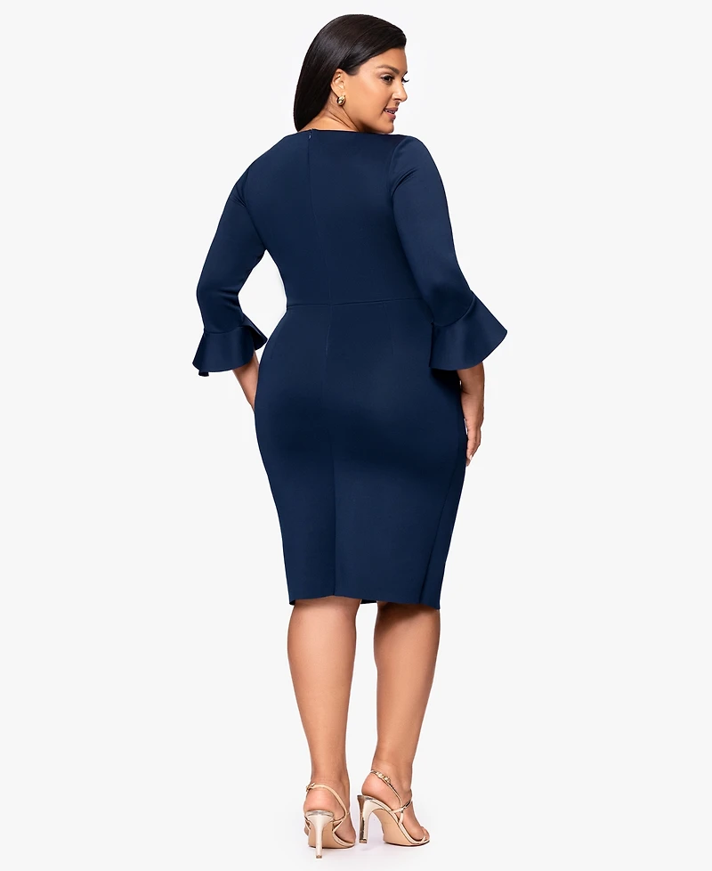 Betsy & Adam Plus 3/4-Sleeve Sheath Midi Dress