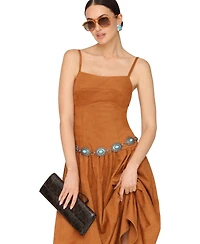 Avec Les Filles Women's Drop Waist Sweetheart Neck Maxi Dress
