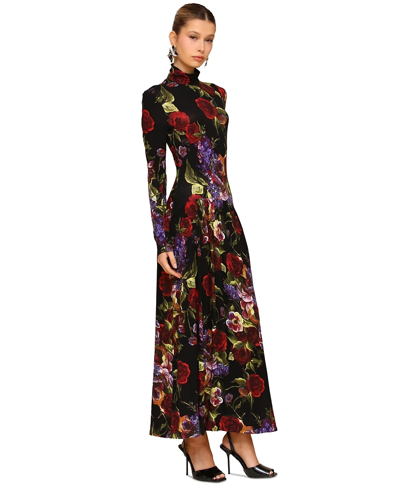 Avec Les Filles Women's Long Sleeves Printed Maxi Dress