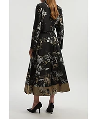 Karen Millen Women's Floral Jacquard Tailored Full Midi Skirt