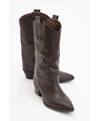 Forever & Always Shoes Teodora Leather Block Heel Boot (Women)