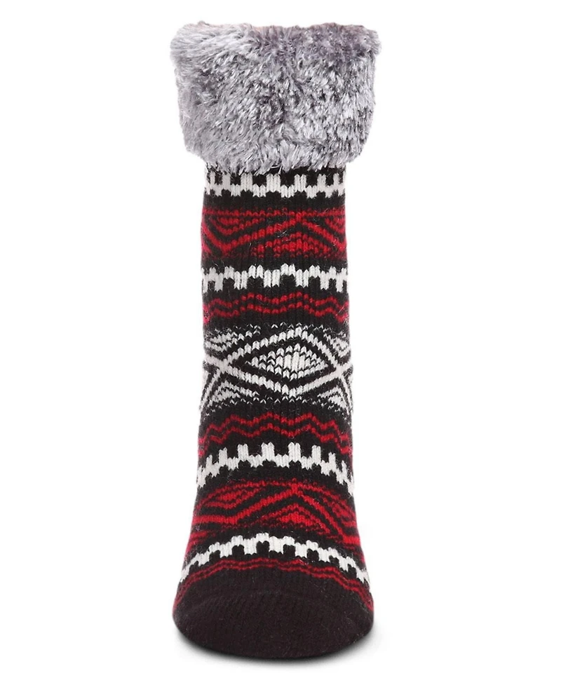 MeMoi Women's Aztec Fair Isle Plush Cabin Socks