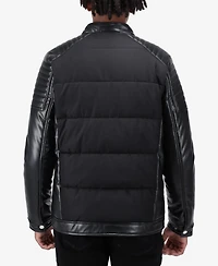 Xray Men's Moto Jacket With Pu sleeves And Faux Shearling Lining