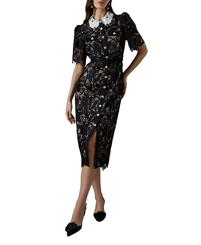 Coast Women's Short Sleeve Lace Shirt Dress