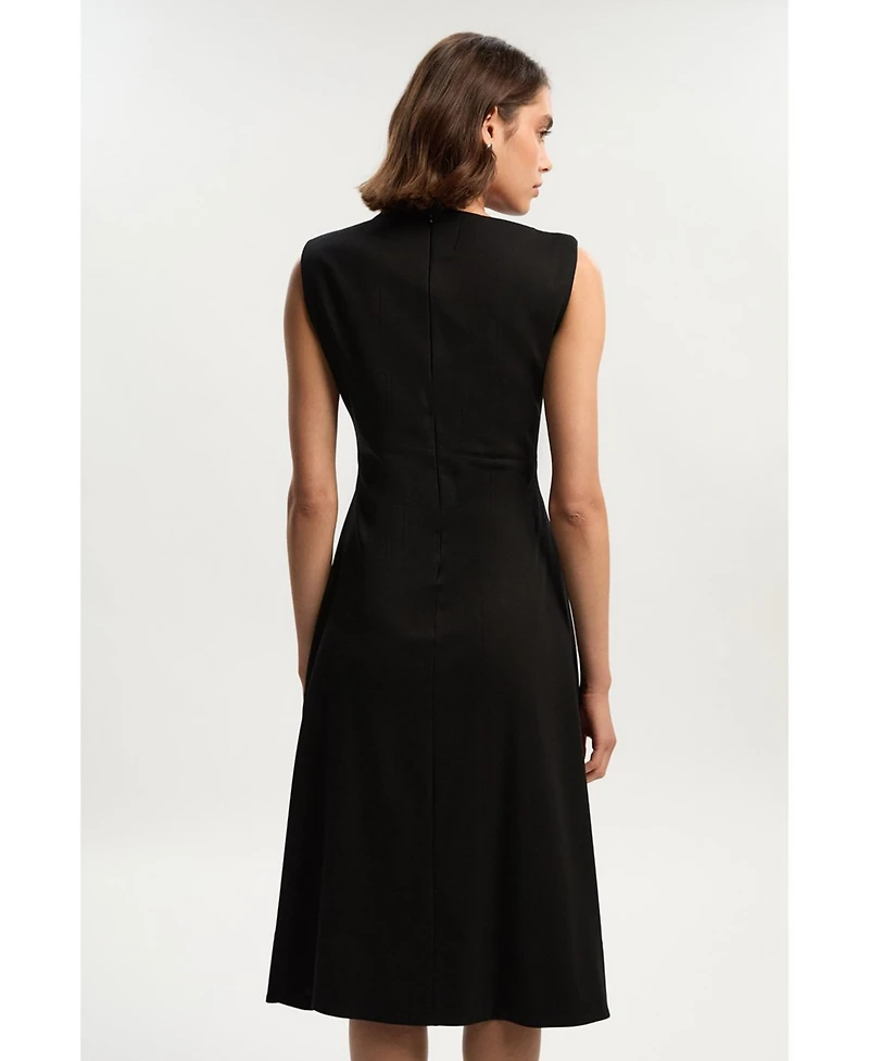 Karen Millen Women's Ponte Asymmetric Midi Dress
